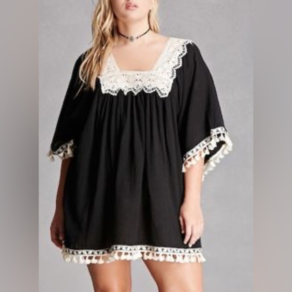 Velzera Crocheted Black Mini Dress